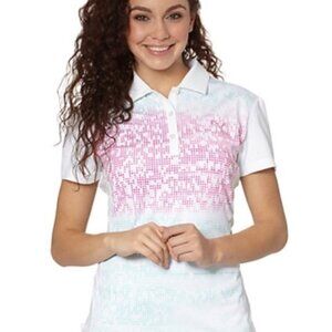 PUMA Womens Glitch Block Golf Polo, White M